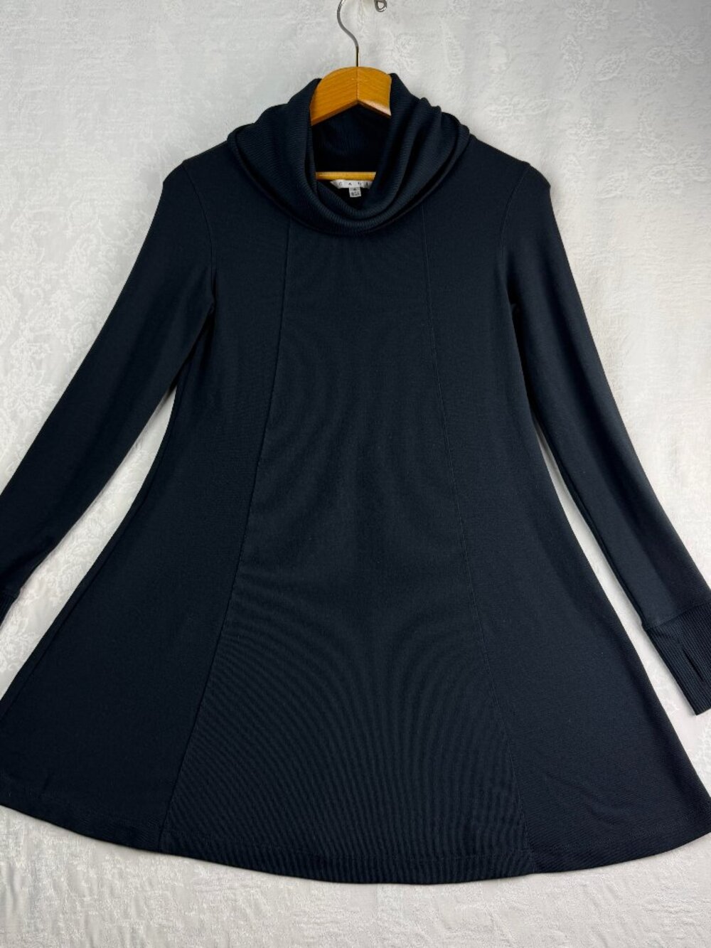 CAbi Black Cowl Neck Tunic Top Long Sleeve Womens Small